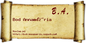 Bod Annamária névjegykártya